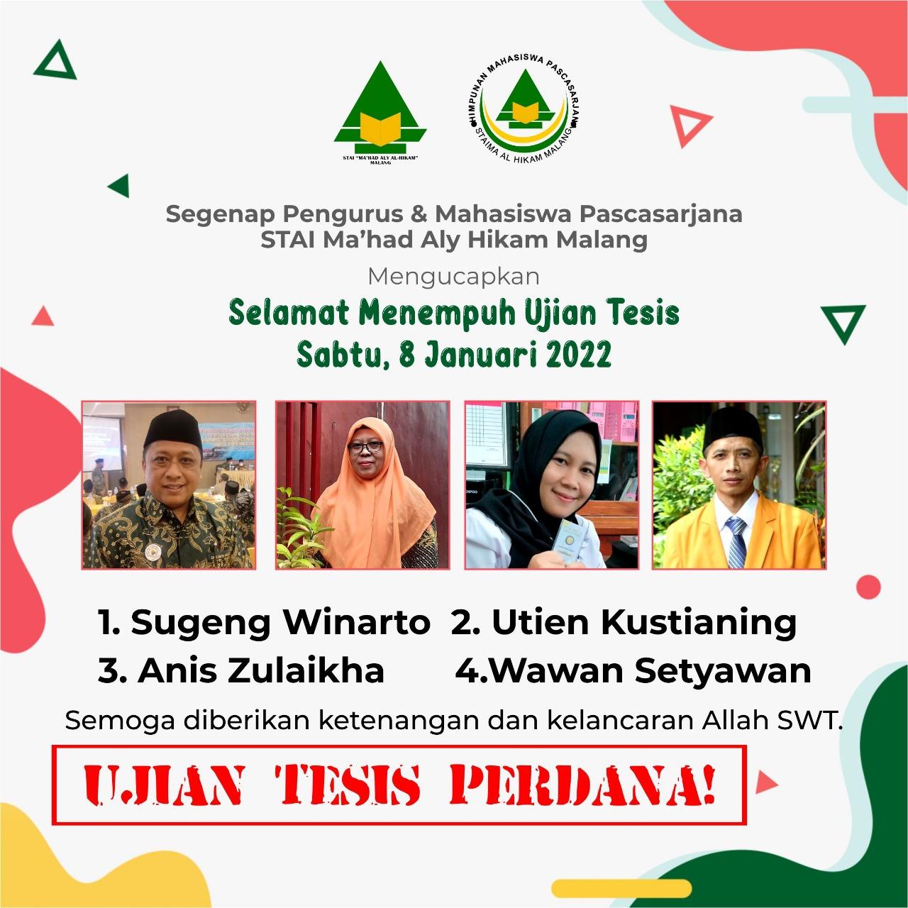 Selamat dan Sukses UJian Tesis Perdana