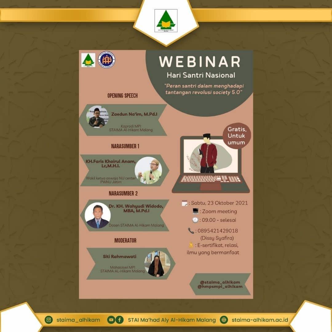 HMPS-MPI Mengadakan Webinar Hari Santri : Pentingnya Peran Santri dalam Era Society 5.0