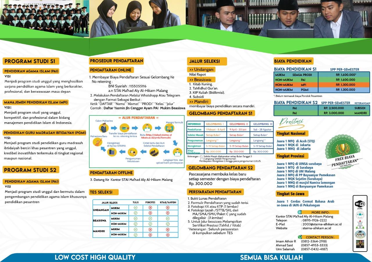 Pendaftaran Mahasiswa Baru STAI Ma'had Aly Al-Hikam 2021/2022